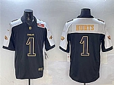 Men's Philadelphia Eagles #1 Jalen Hurts Black Gold 2025 Super Bowl LIX Patch New F.U.S.E. Vapor Untouchable Limited Stitched Jersey Dzhi,baseball caps,new era cap wholesale,wholesale hats
